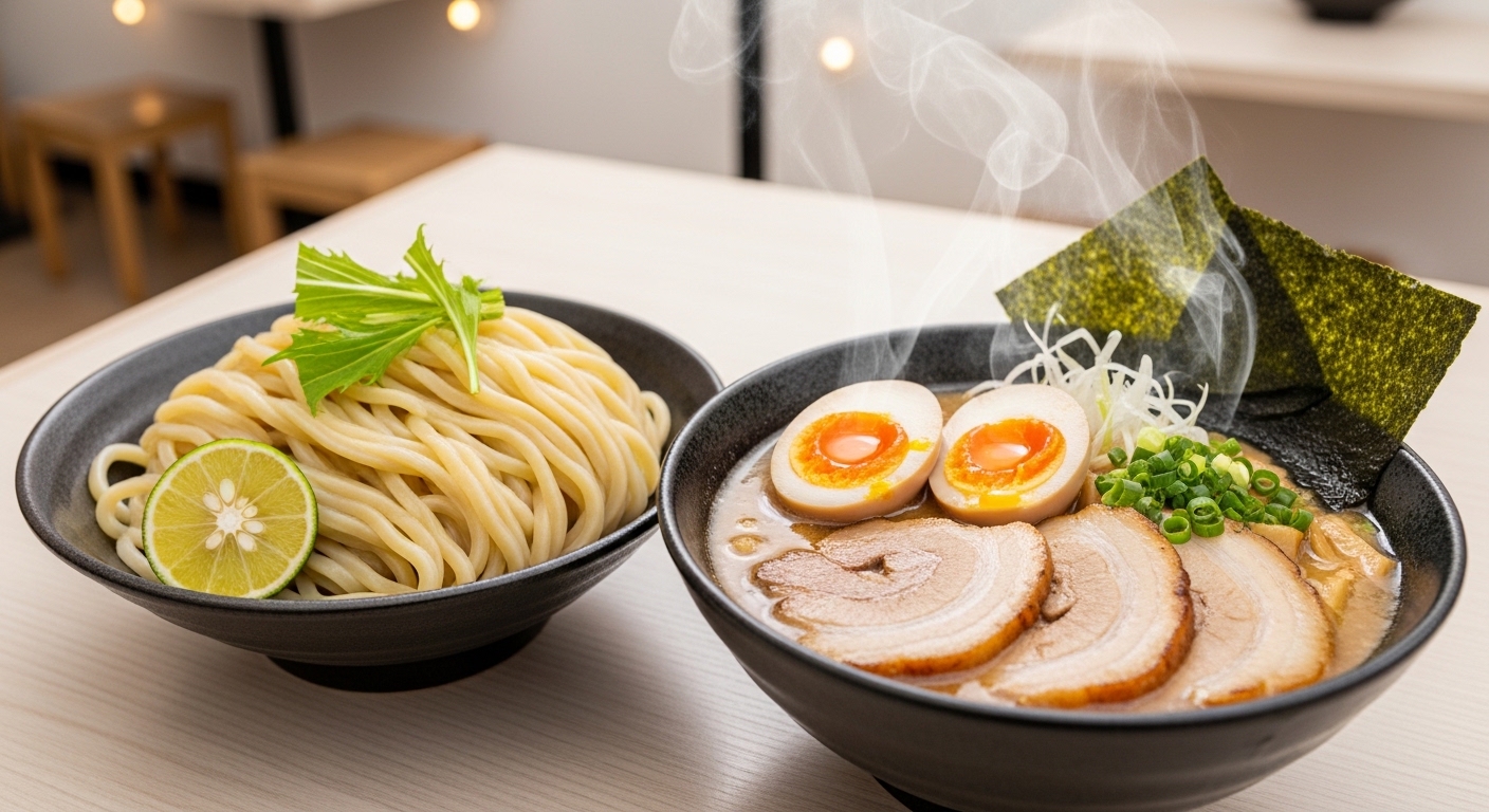 沖縄のつけ麺ランキング上位店で提供される濃厚なスープと極太麺のアイキャッチ画像