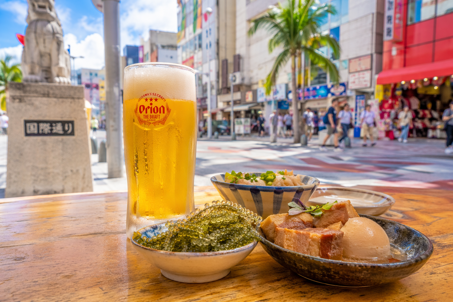 那覇の昼飲みをイメージできる国際通りの昼の街並み