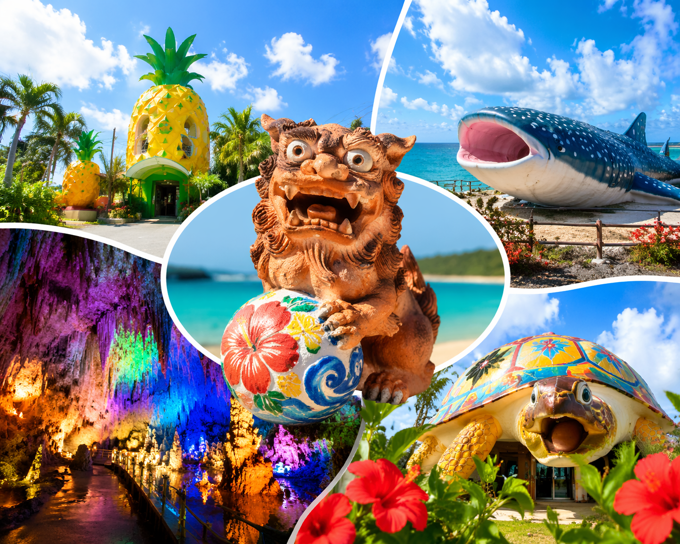 沖縄のおもしろスポットを代表する体験型観光地のイメージ