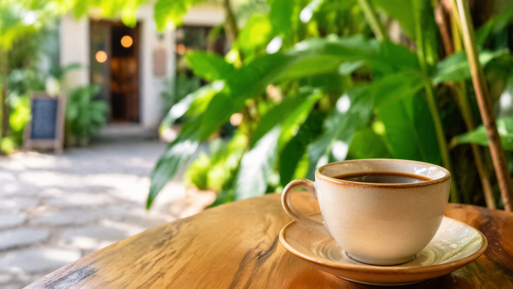 alt: 石垣島の朝にコーヒーを楽しむカフェタイムの様子