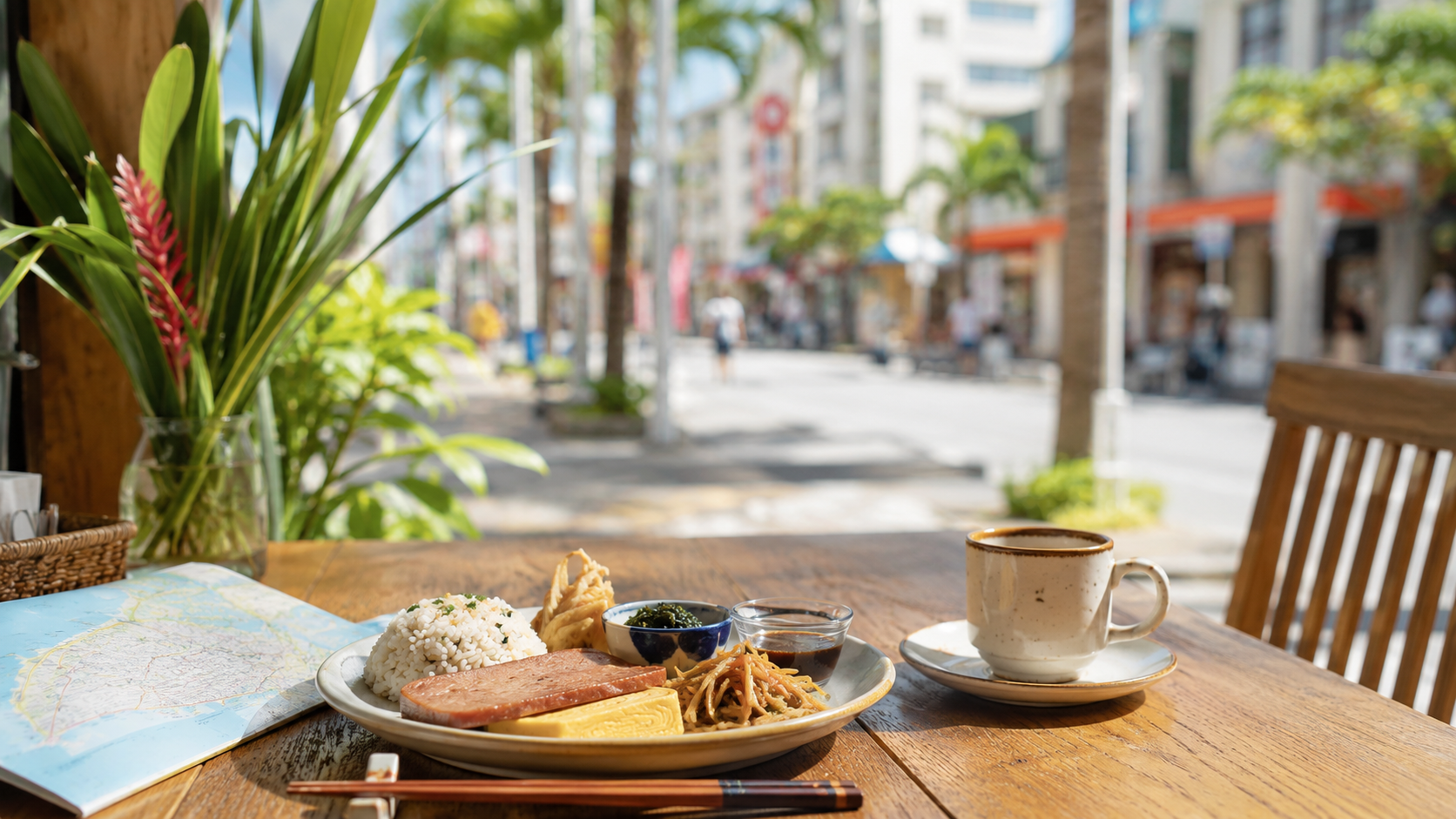那覇市のモーニング選びをする朝のカフェテーブル