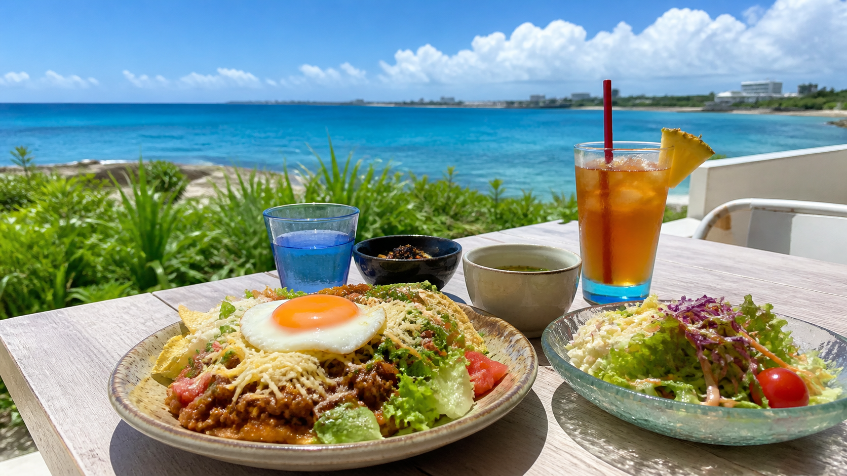宜野湾ランチをエリア別に楽しむためのカフェと海辺の風景